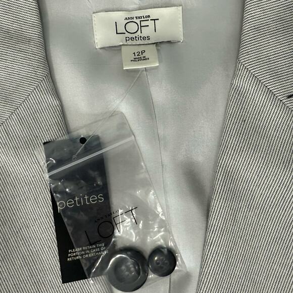 LOFT White Black Thin Pinstripe Blazer sz 12P Wide Leg sz 8 Pant Suit NEW Tags - Picture 14 of 16